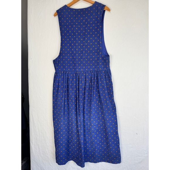 Nell Flowers J.G. Hook VTG Blue Corduroy Floral Jumper Dress Sz 14 Cottagecore - Picture 3 of 8